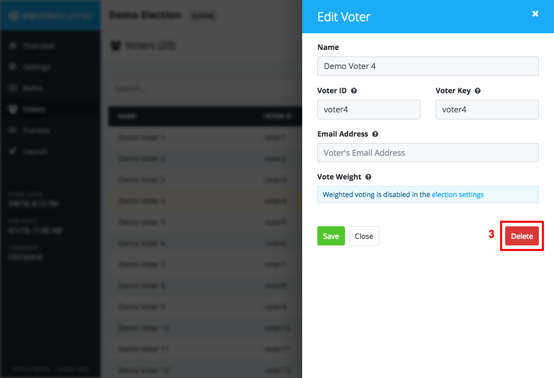 Delete Voter from Election
